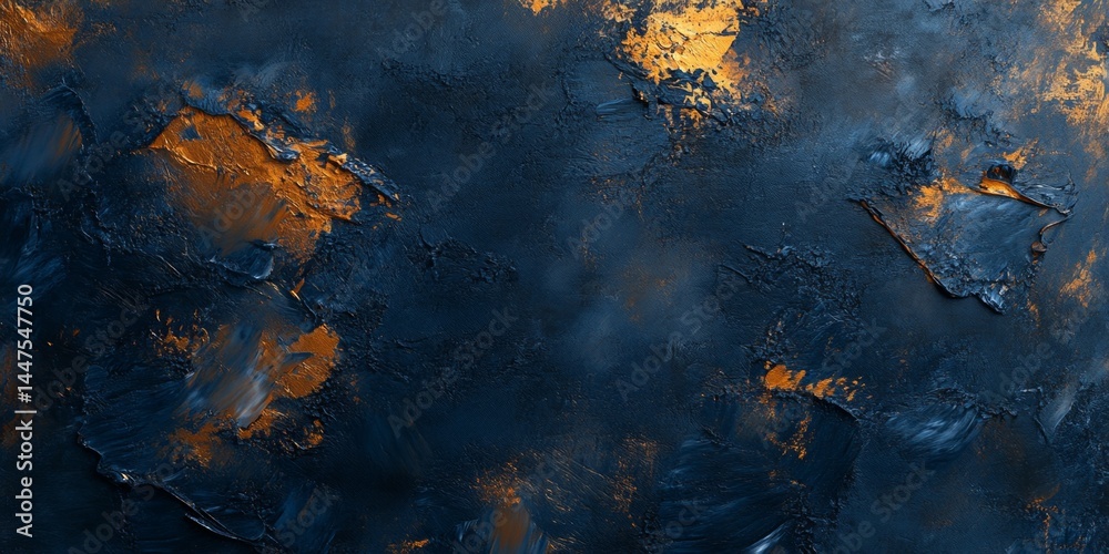 Stunning Dark Blue and Gold Abstract Art