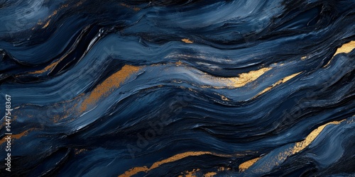 Obraz na płótnie Stunning Abstract Blue and Gold Waves Art w salonie