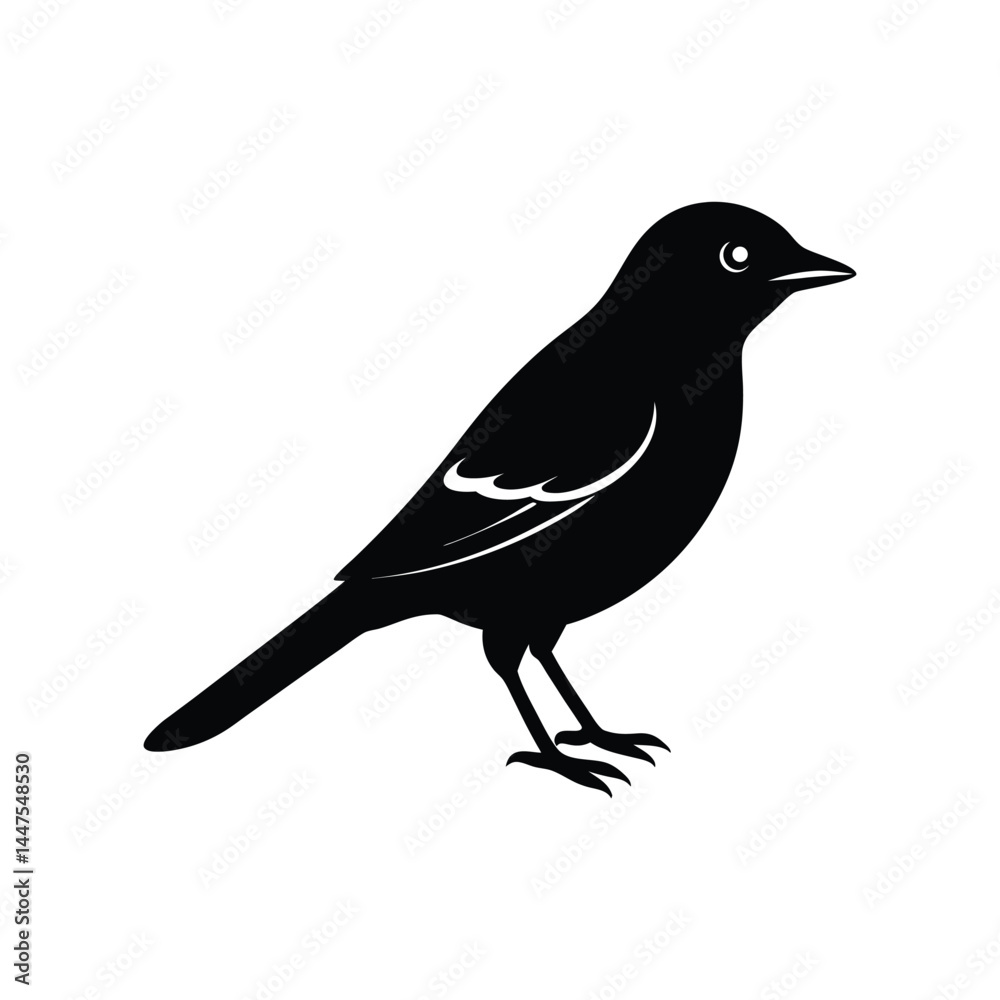 Fototapeta premium northern shrike bird silhouette art illustration