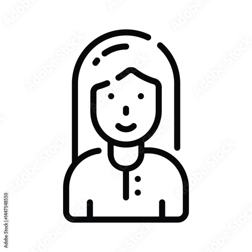 Get a sight of this trendy line icon of girl character