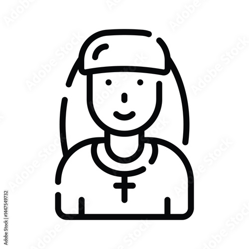 Catch a sight of this trendy outline icon depicting nun character