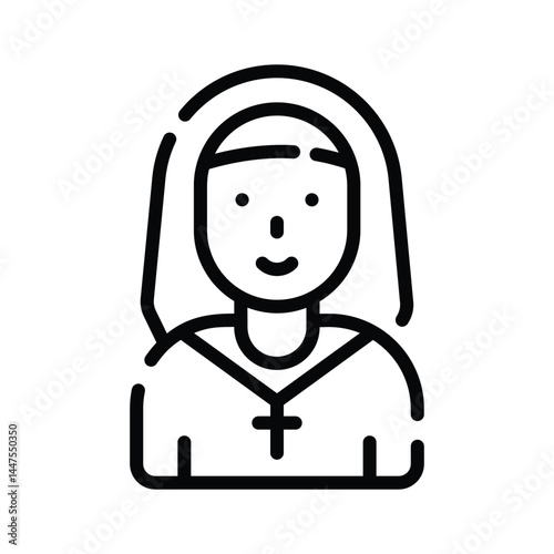 Get this latest line icon of religious woman character