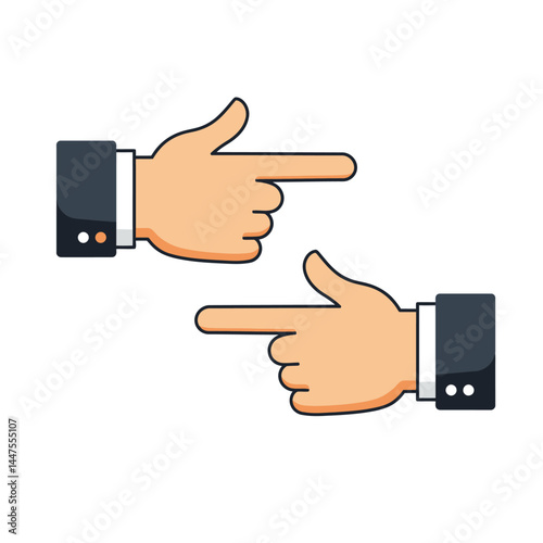 Hands with pointing fingers, left and right side. Flat design style