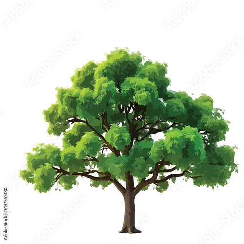 Vector watercolor green tree or forest side view isolated on white background for landscape and architecture drawing,elements for environment or and garden,Shrub for section