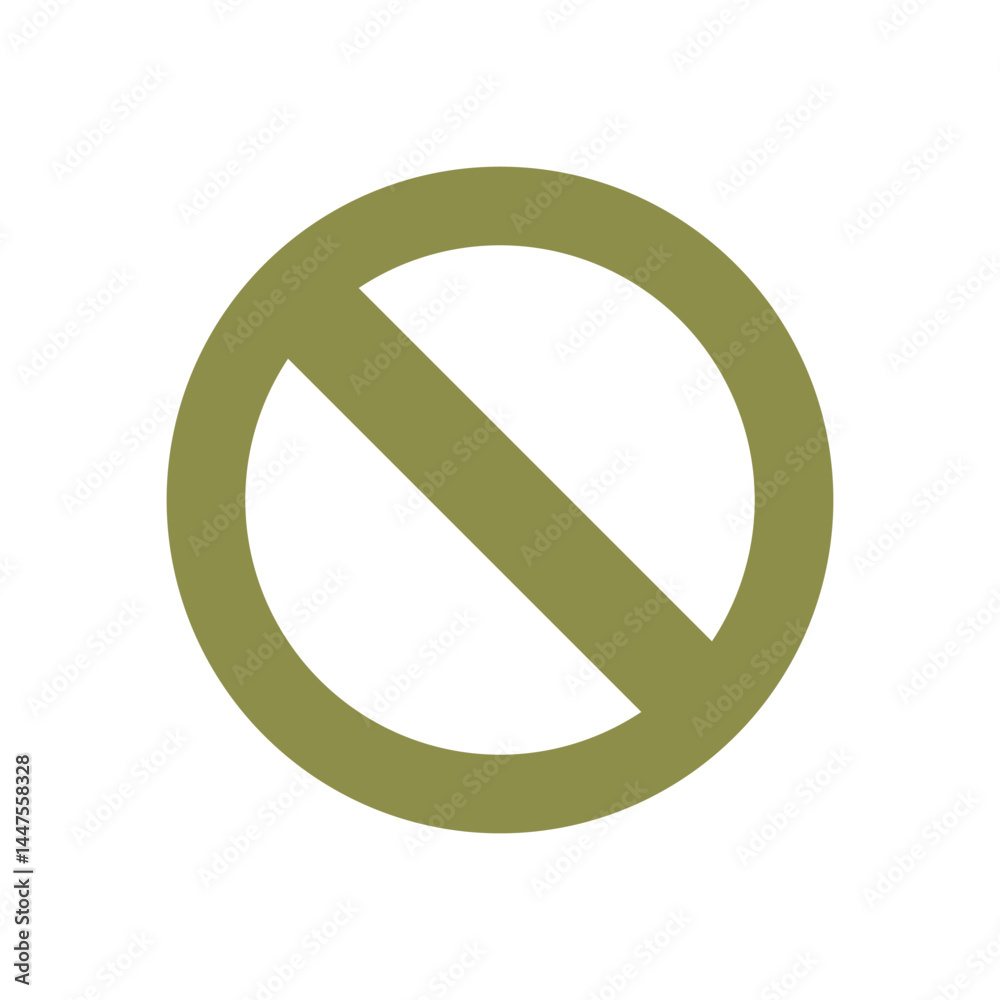 Minimalist Ban Symbol in Military Green on White Background Minimalist Ban Symbol in Military Green on White Background