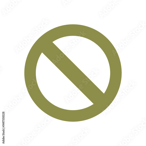 Minimalist Ban Symbol in Military Green on White Background