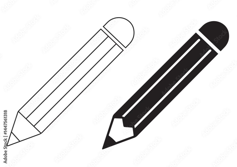 Fototapeta premium Simple pencil icon vector illustration.