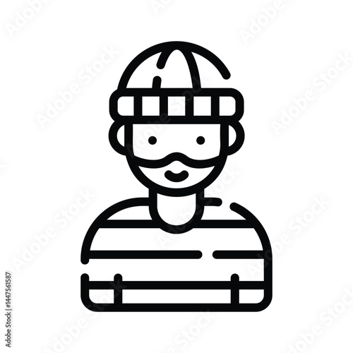 Latest outline style icon of robber character, ready for premium use