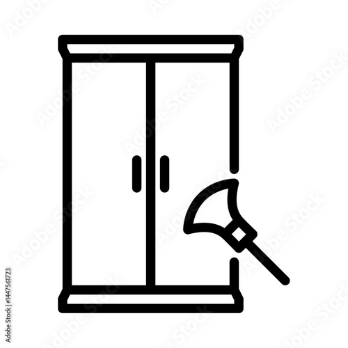 dusting furniture outline icon. cleaning cupboard black line illustration.