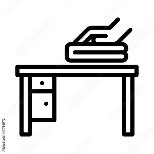 cleaning desk outline icon. wipe table black line illustration.