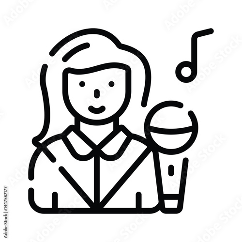 Ready to use line style icon of singer with mic