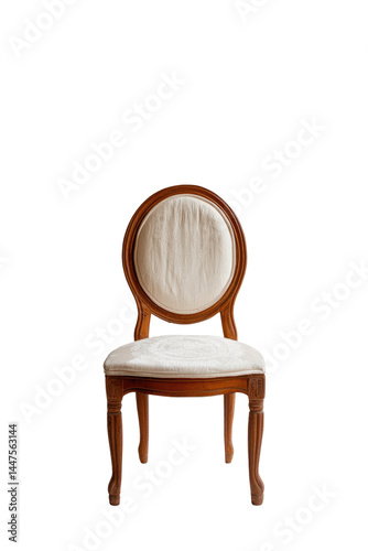 Elegant, round-backed chair with cream upholstery