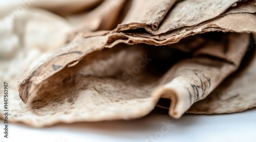 Aged parchment scrolls, close-up