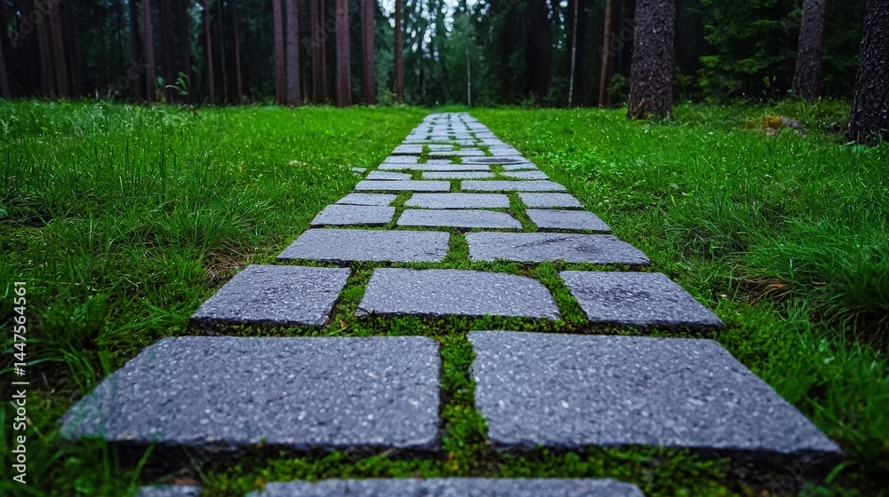 Enchanting pathway winding through the woods surrounded by towering trees and soft sunlight Enchanting pathway winding through the woods surrounded by towering trees and soft sunlight