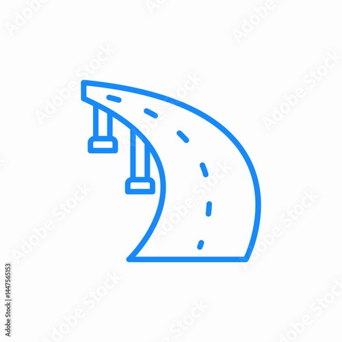 bridge curve road sign blue icon sign vector