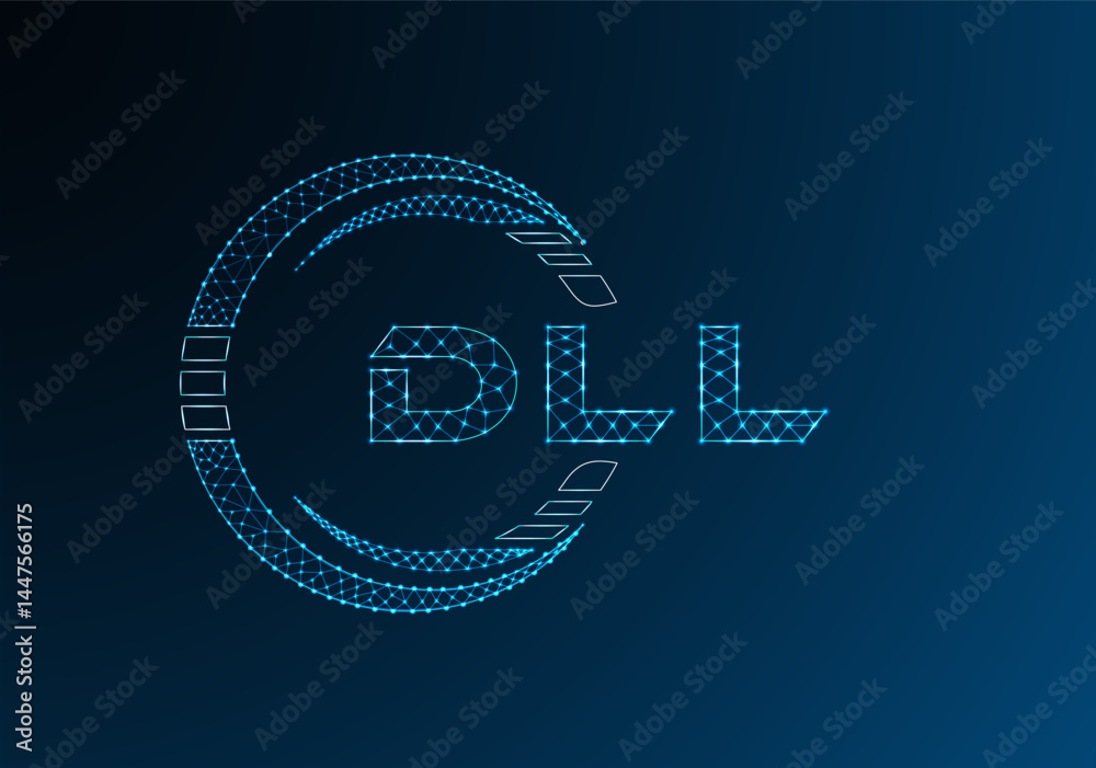 Obraz premium DLL low poly letter logo vector design. DLL lower poly logo design.