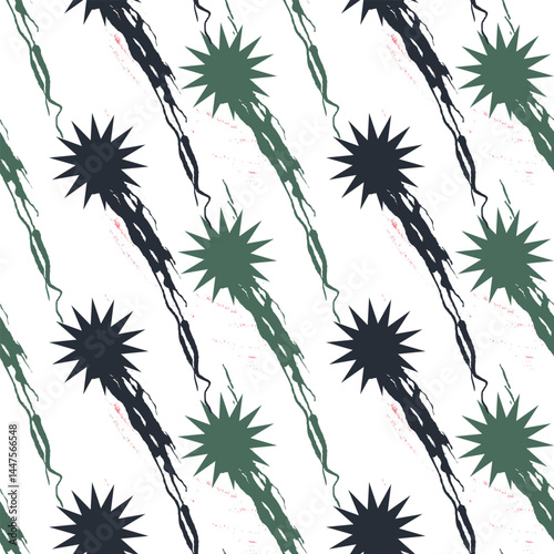 Edgy Starburst Seamless Pattern with Grunge Lines