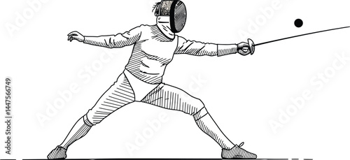 Minimalist Black and White Fencing Vector