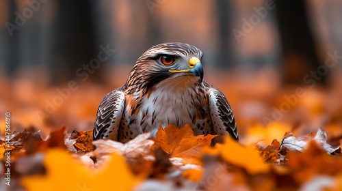 Raptor amidst autumn leaves (1) photo