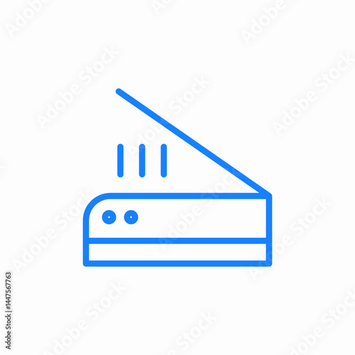 document scanner office supplies blue icon sign vector