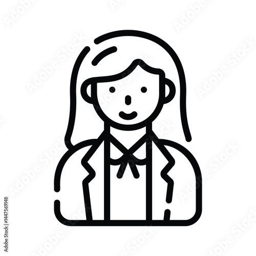 Easy to use outline icon of female attorney profile
