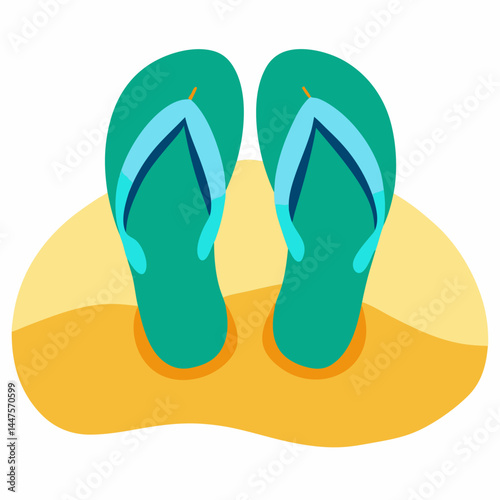 Flip Flops on Sand vector graphic for print, perfect for National Flip Flop Day projects.