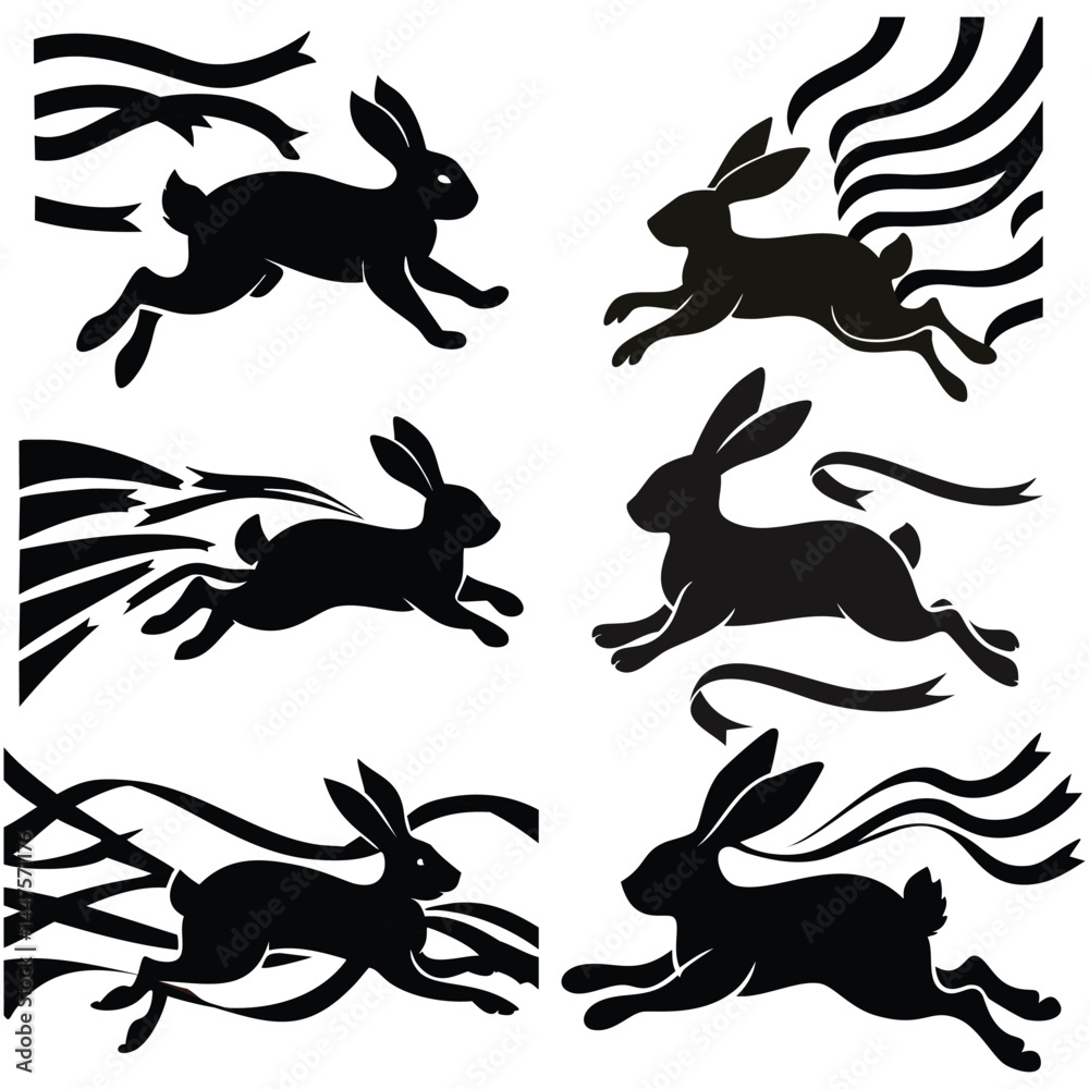 Obraz premium set of black and white horses