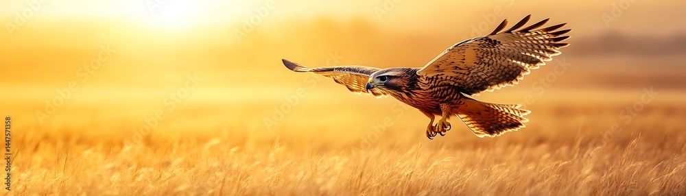 Fototapeta premium Golden Hour Hawk Soaring
