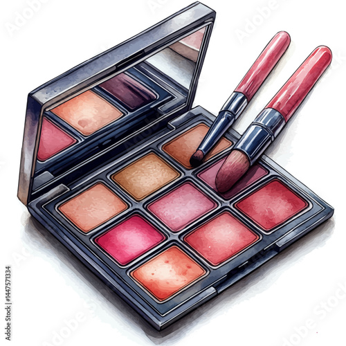 watercolor of Makeup Remover Pad In A Case, vector, isolated on a white background.