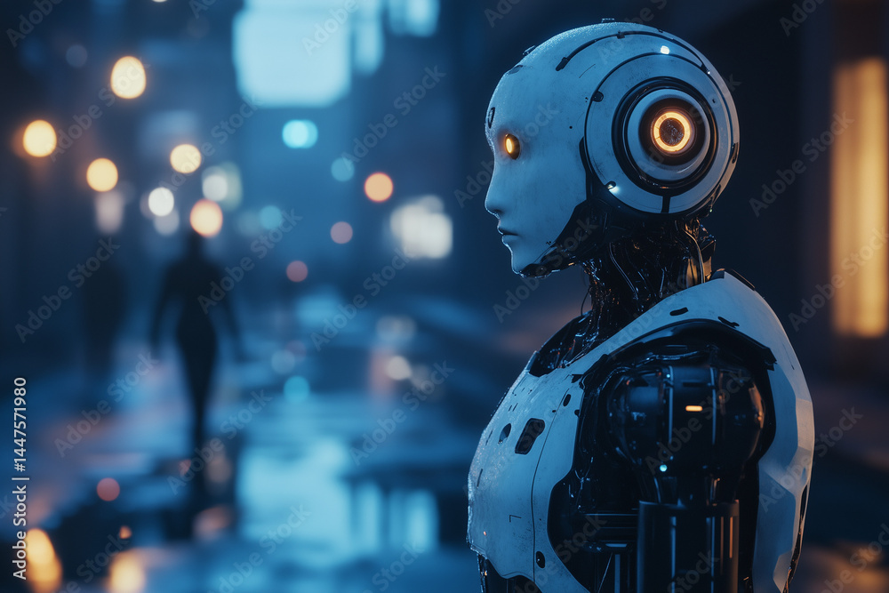 Fototapeta premium lost robot in the city