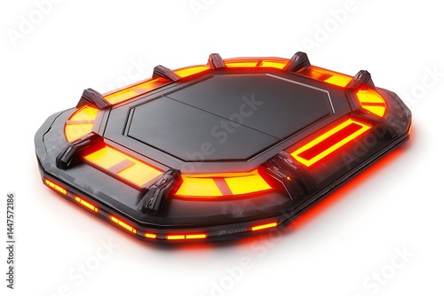 Hovering Landing Pad with Glowing Navigation Beams photo