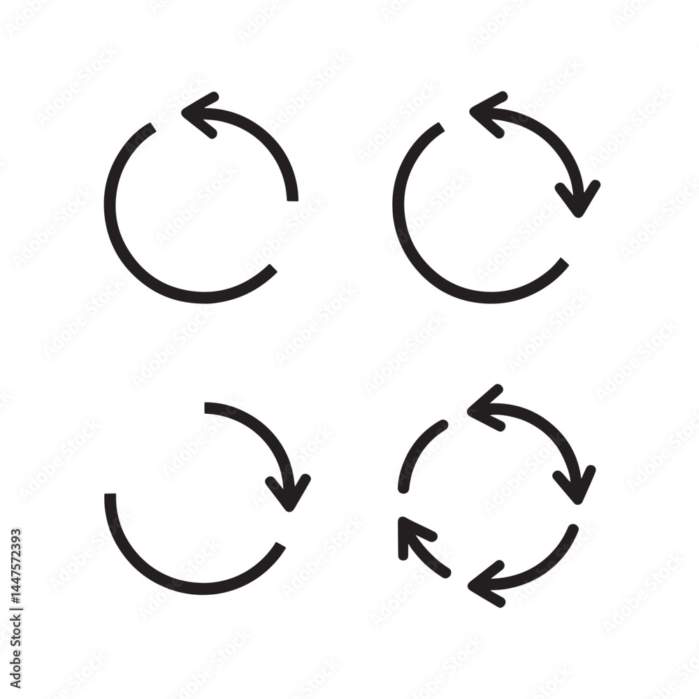 Fototapeta premium Arrows icon set vector, Arrow vector icon set in thin line style.