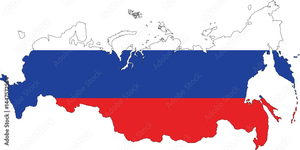 Includes the map of russia with the flag of usa on a white background. Includes the map of russia with the flag of usa on a white background.