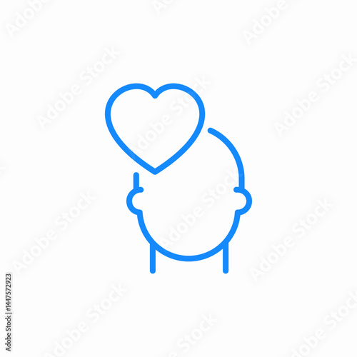 heart thought blue icon sign vector
