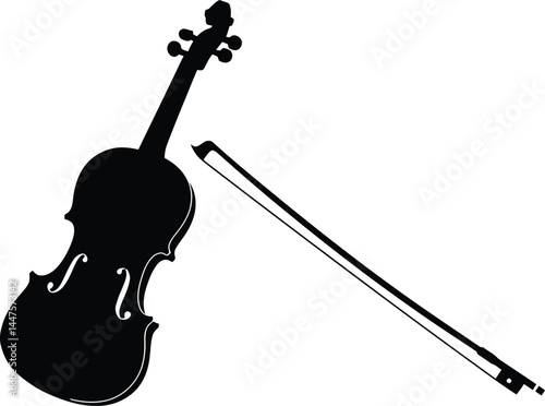 Minimalist Violin and Bow Silhouette