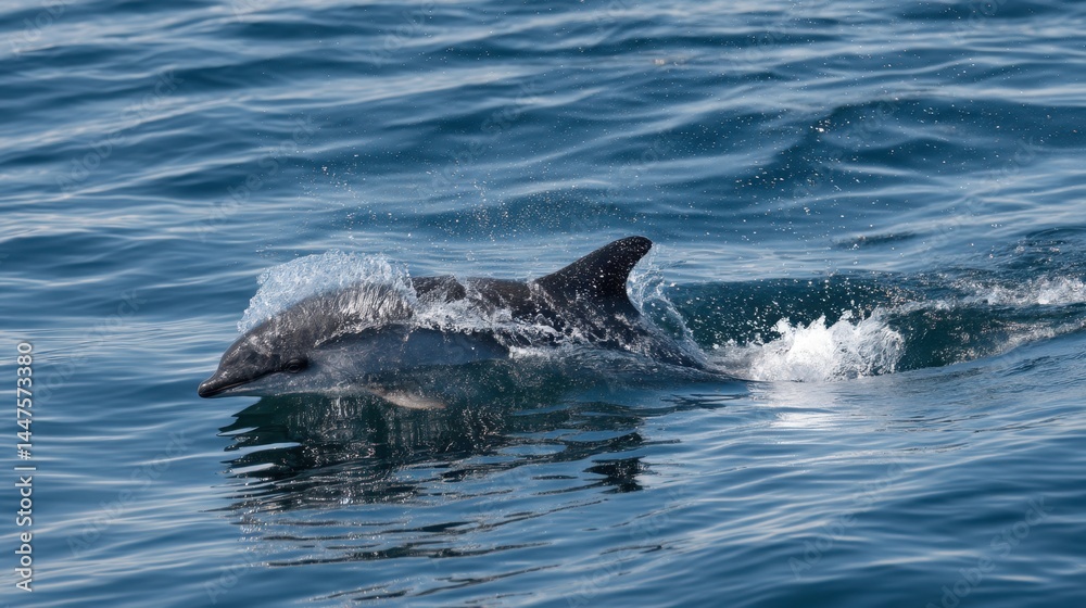 Obraz premium Dolphin Leaping in Open Ocean Waters
