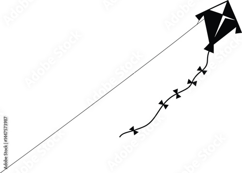 Minimalist Black and White Kite Silhouette