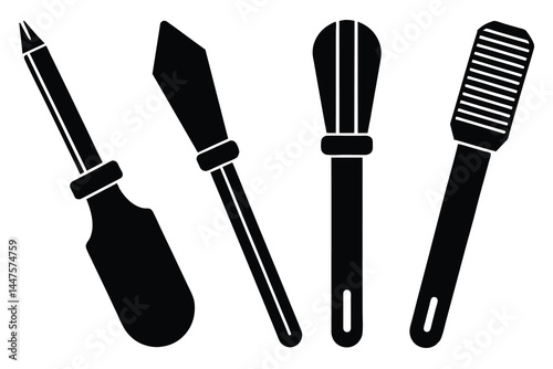Vector Illustration of Different Types of Screwdrivers