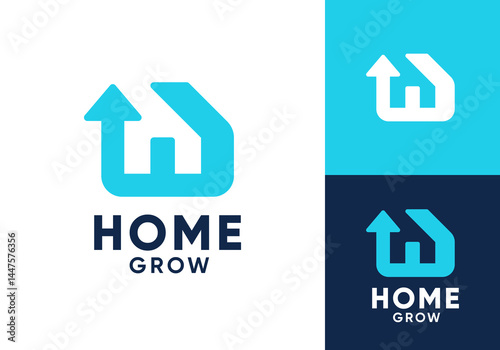 abstract home arrow logo design. simple growth real estate, architecture, property, building construction symbol vector concept