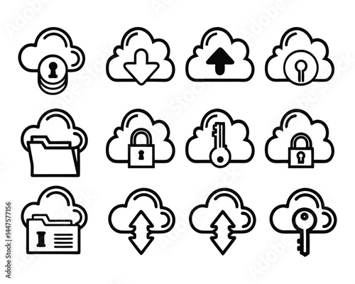 cloud storage icon set