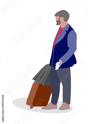 Vector illustration of a man with a suitcase.