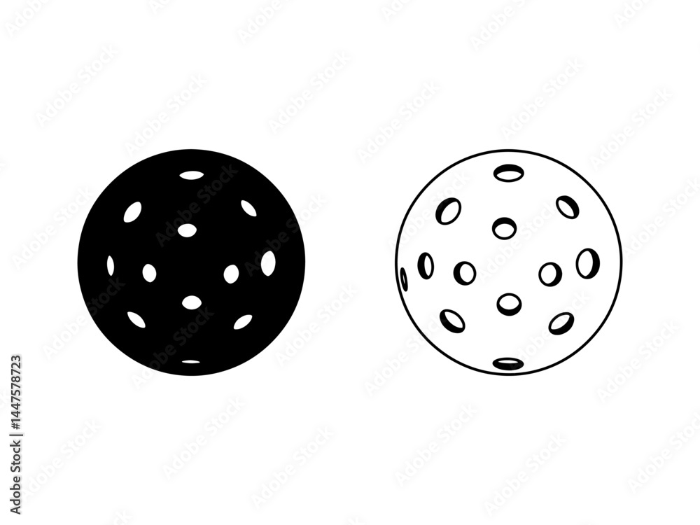 Pickle ball ball silhouette vector flat illustration design. Pickleball outline. Pickle ball ball silhouette vector flat illustration design. Pickleball outline.
