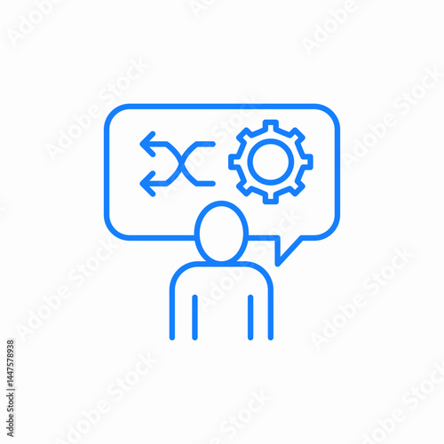 process dialogue bubble gear blue icon sign vector