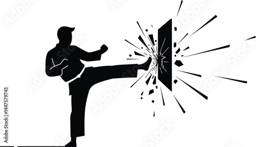 Minimalist Martial Artist Breaking Board