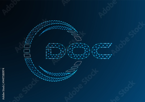 DOC low poly letter logo vector design. DOC lower poly logo design.