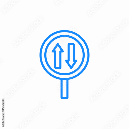 two way traffic icon sign vector