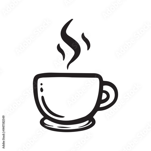 Doodle coffee shop icons. Outline hand drawn