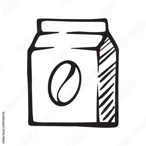 Doodle coffee shop icons. Outline hand drawn