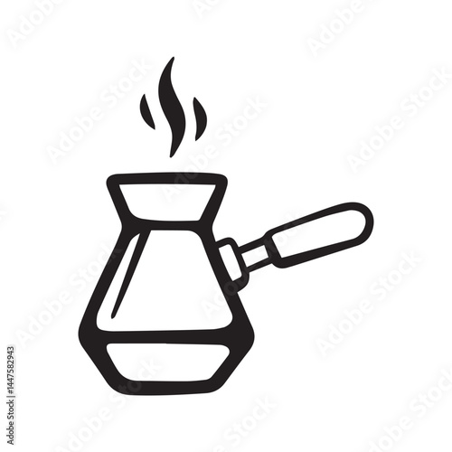 Doodle coffee shop icons. Outline hand drawn