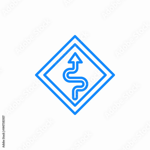 winding road sign blue icon sign vector